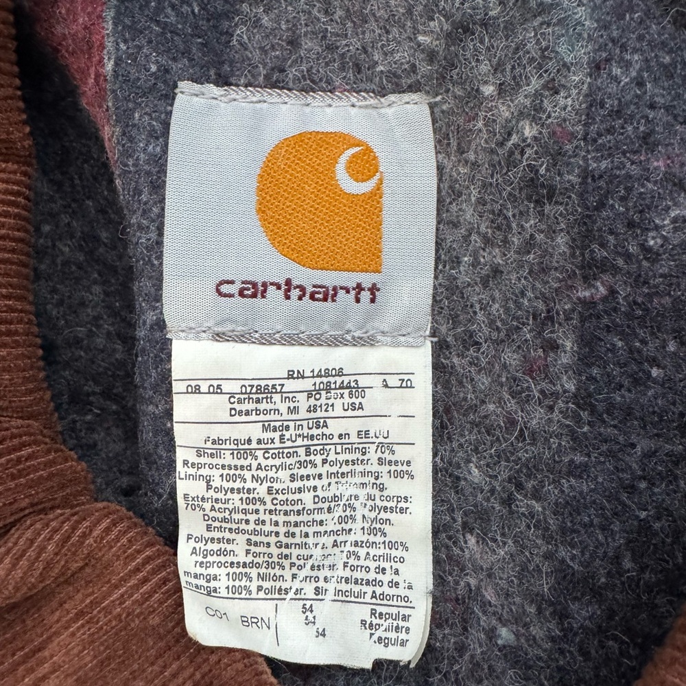 Vintage Carhartt Jacket Duck Canvas Quilt Lined Barn Chore Coat Size 54 Regular - Picture 10 of 15